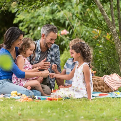 Family enjoing an outdoor picnic | Swoosh Finance